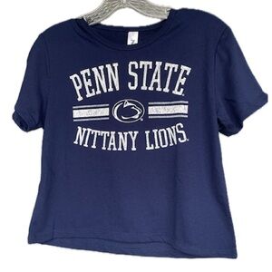Penn State Nittany Lions Navy Blue and White Crop Top (L)